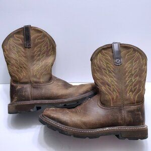 Ariat Mens 10020059 Brown Groundbreaker Western Work Boots Sz 13D square toe